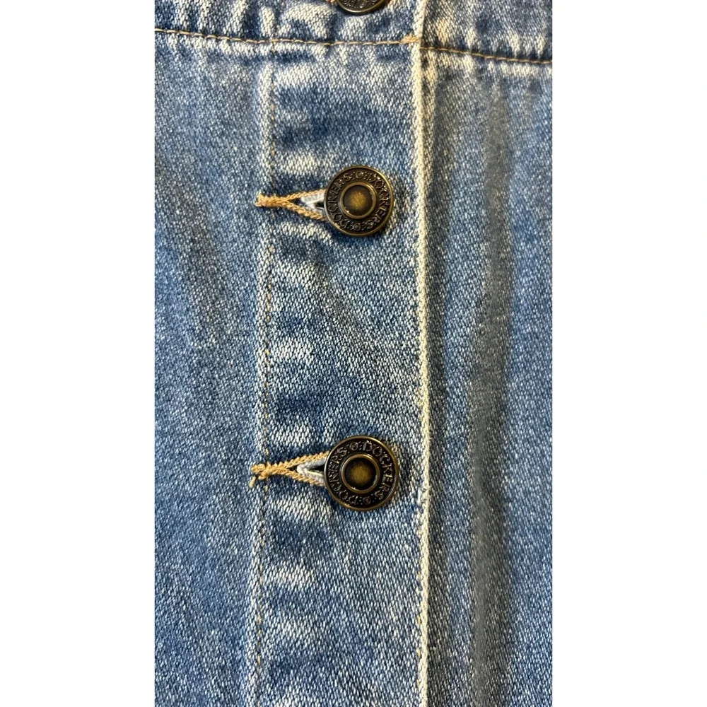 Vintage 90s Dockers Denim Maxi Skirt Size 6 Blue Button Front Cottage Western
